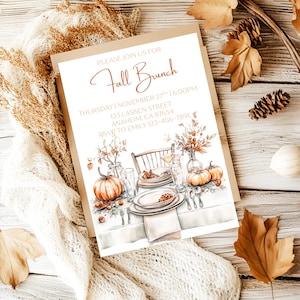 Boho Autumn Brunch Invitation For Girls Fall Brunch Party Invite Rustic Autumn Gathering Editable Canva Template Friendsgiving Brunch Evite