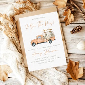 Fall Baby Shower Invite Template Rustic Autumn Baby Shower Invite Neutral Pumpkin Baby Shower Invitation Editable Boho Canva Template Invite