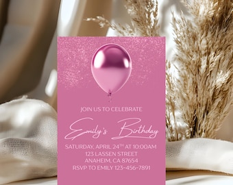Elegant Pink Birthday Invitation Blush Dinner Party Invite Women's Milestone Canva Template