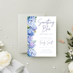 Something Blue Bridal Shower Invitation Hydrangea Wedding Shower Editable Invite Bachelorette Brunch Party Digital Download Canva Template