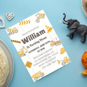 Construction Birthday Invitation Boy Editable Birthday Party Invite Dump Truck Party Digital Download Excavator Digger Canva Template