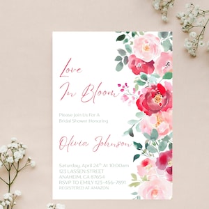 Love Is In Bloom bruids douche uitnodiging Wildflower bewerkbare uitnodiging bloemen lente bruiloft douche digitale download afdrukbare canvassjabloon