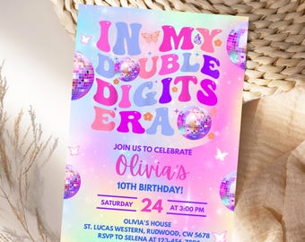 10th Birthday Invitation for Girls Editable Canva Template Double Digit Era Party Invite Digital Download Tween Girl Birthday Celebration