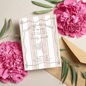 Fresh Off The Market Bridal Shower Invitation Farmer&#39;s Market Wedding Shower Editable Invite Hand Drawn Digital Download Canva Template