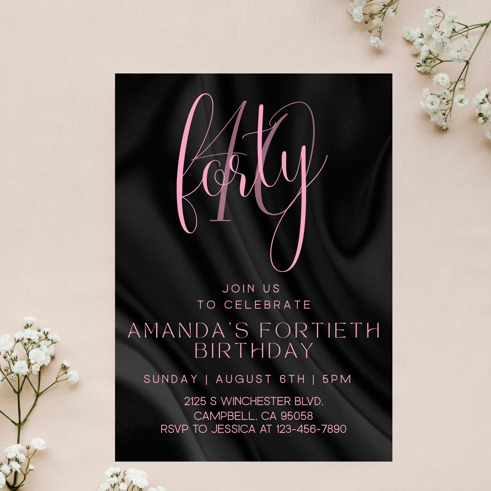 Milestone Birthday Invitation Black Editable Birthday Party Invite ...