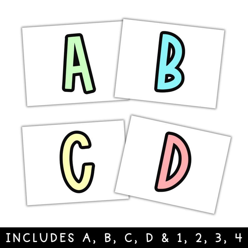 File Label Abcd Four Corner Classroom Labels: Agree Disagree & ABCD Number Options ...