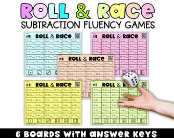 Subtraction Dice Game Printable: Math Fact Fluency 0-12 (PDF Download)