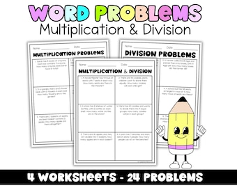 Multiplication and Division Word Problems Worksheets | Math Practice Activities for 3rd Grade & 4th Grade