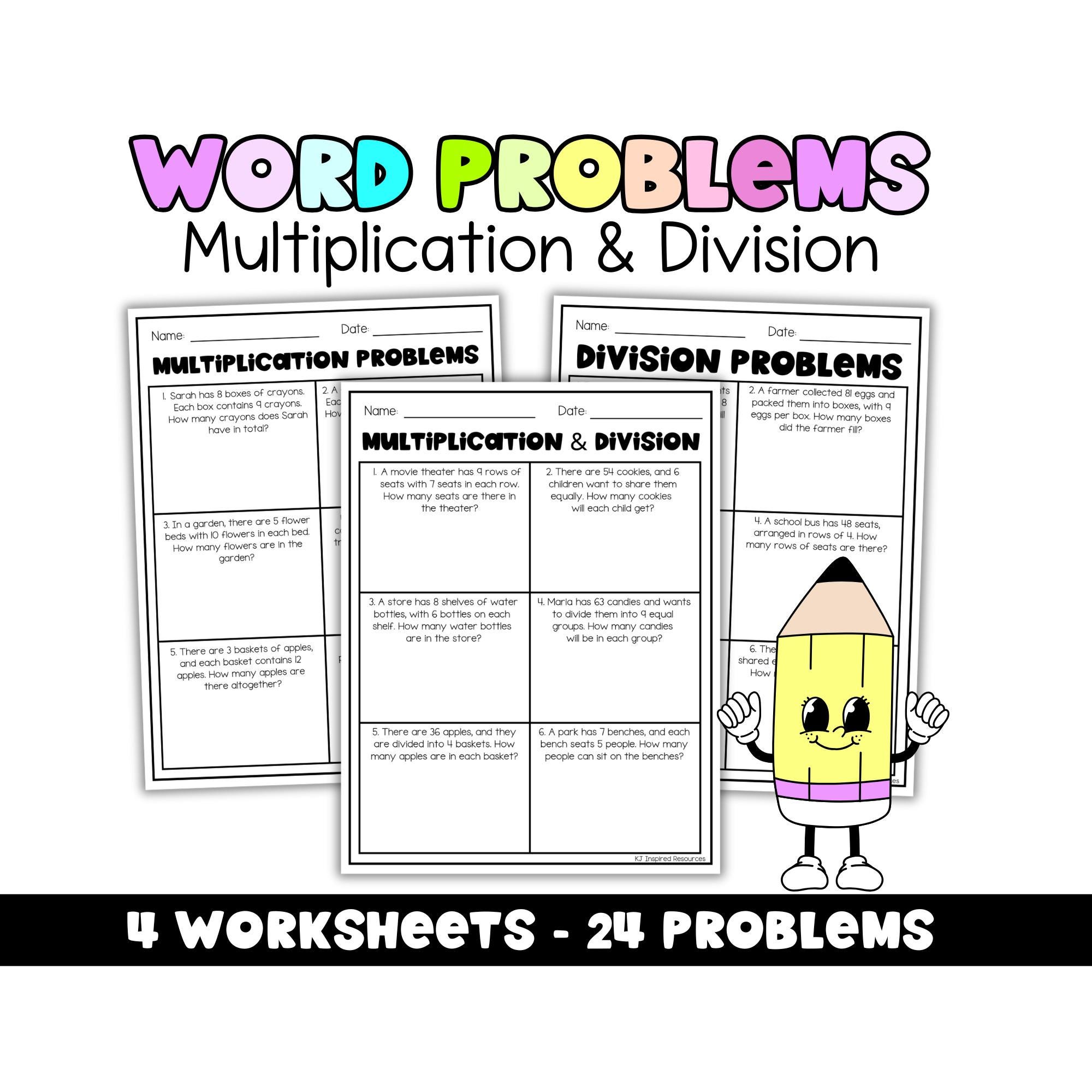 Multiplication and Division Word Problems Worksheets | Math Practice ...