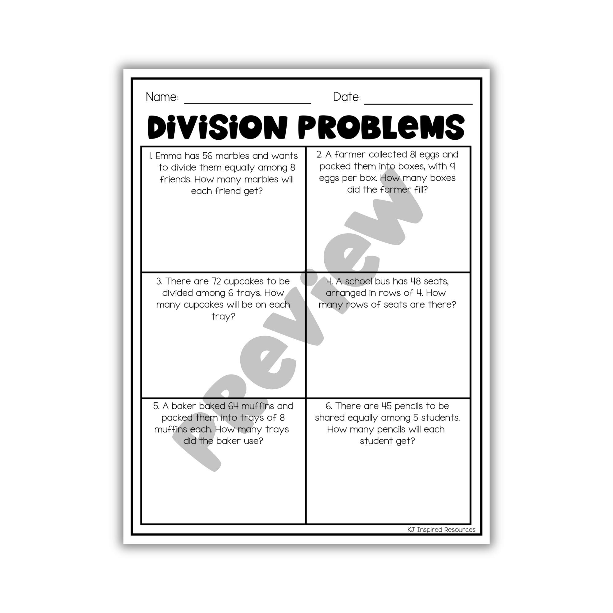 Multiplication and Division Word Problems Worksheets | Math Practice ...