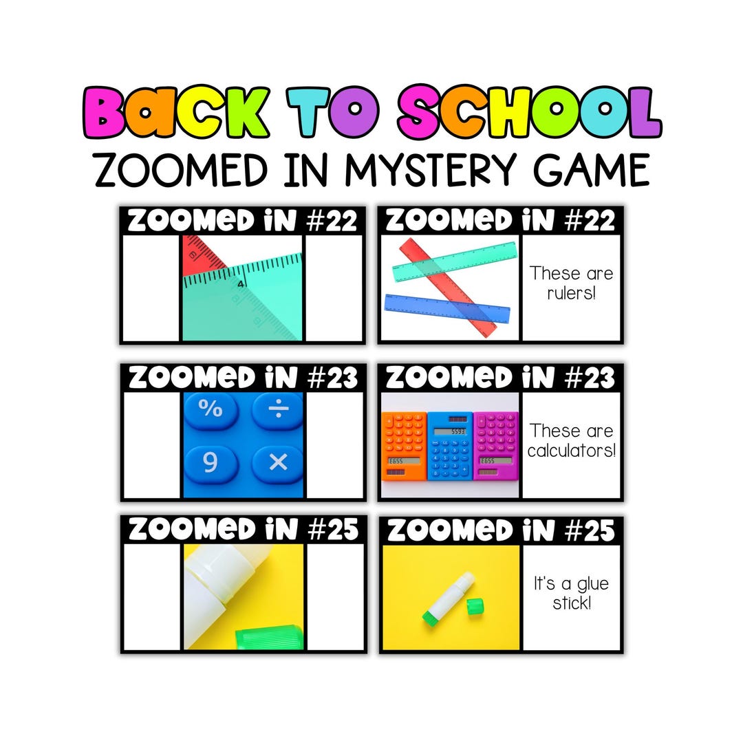 Back to School Activity | Guess the Mystery Zoomed in Picture Digital ...