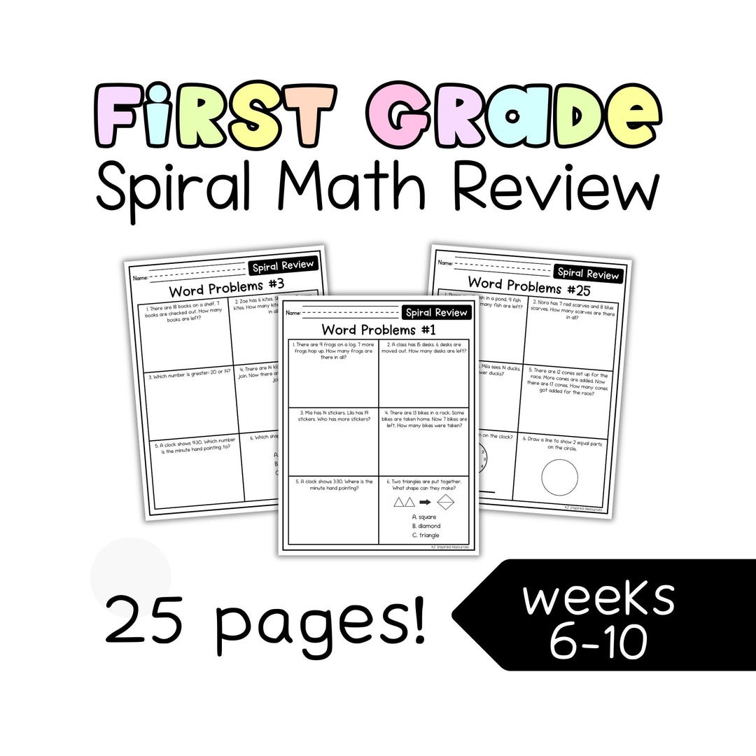 First Grade Math Spiral Review Word Problems Weeks 6–10 | Back to ...