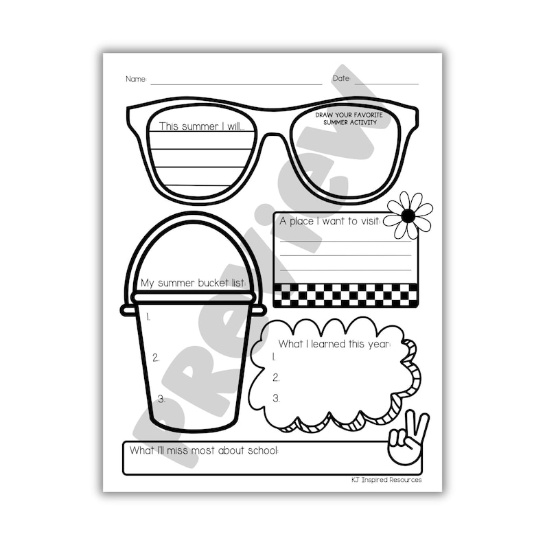 End of Year Activity for Kids | Summer Bucket List Printable | Last Day ...
