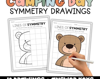 Zajęcia matematyczne na Dzień Kempingu Arkusze ćwiczeń z linii symetrii Dzień tematyczny na koniec roku szkolnego 1., 2., 3., 4. klasa Edukacja domowa