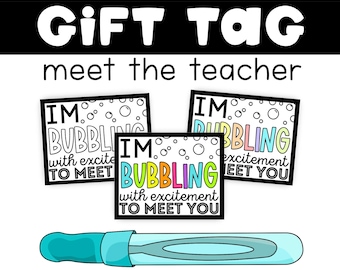 Bubbling to Meet You Gift Tags – Back to School Student Treat Tags – Bubble Themed Printable Welcome Tags – PDF Instant Download