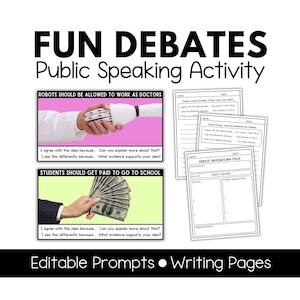 ELA Debate Activity for Argumentative & Opinion Writing | Public Speaking Game and Team Building with Google Slides + Canva Template