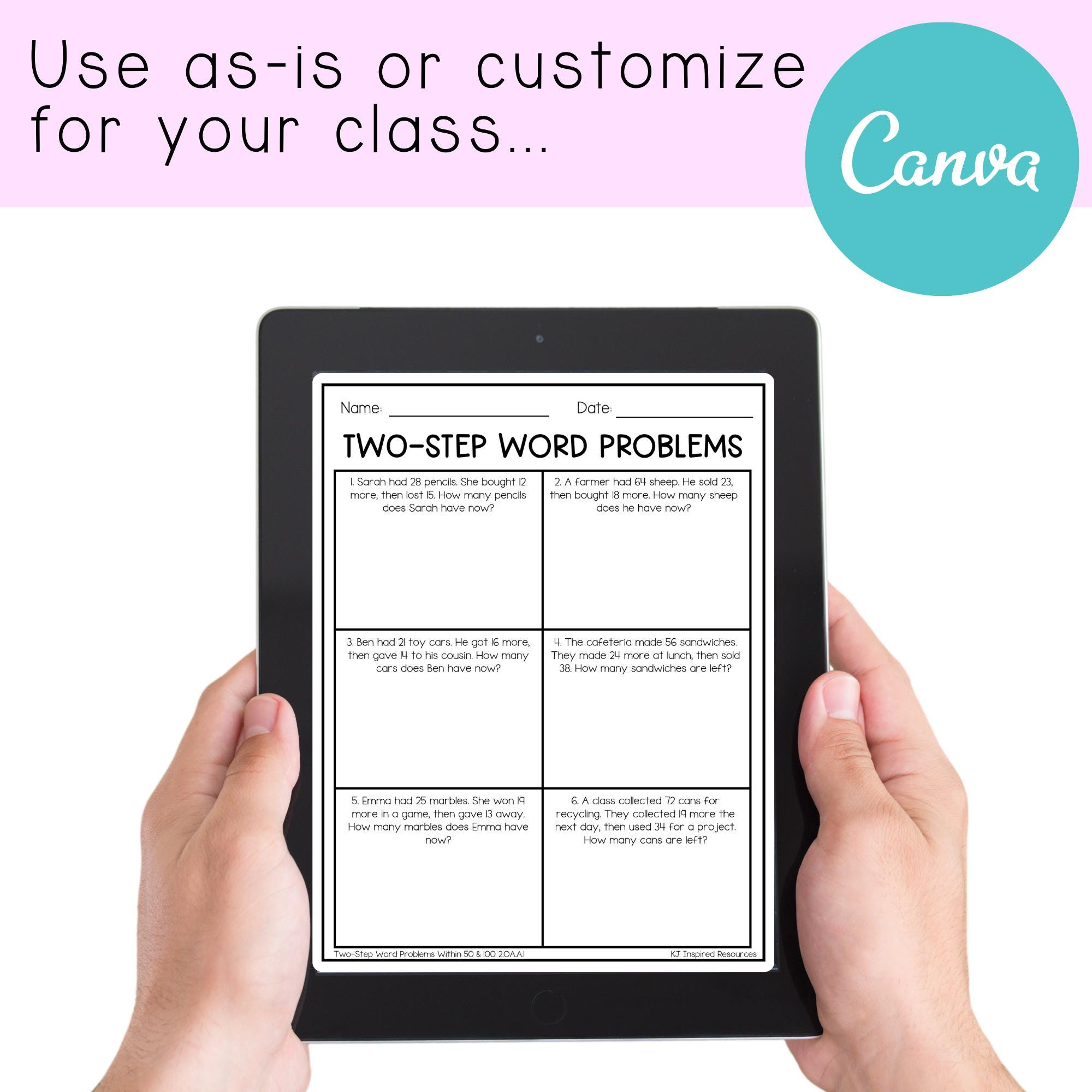 2nd Grade Two-step Word Problem Worksheets | Addition & Subtraction ...