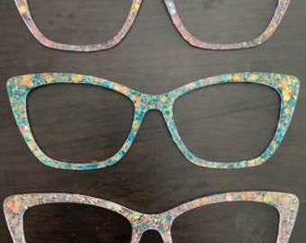 Holographic Opal Iridescent Glitter Magnetic Glasses Tops Pair Frame Color Changing Custom Made