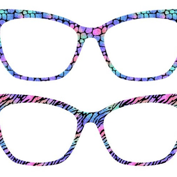 Bright Pastel Fine Glitter Animal Print Pattern Magnetic Glasses Top Pair