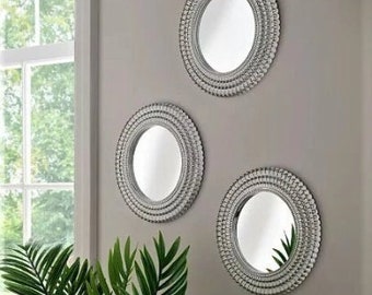 Bevelead Hanging Chain Oval Silver Wall Mirror 