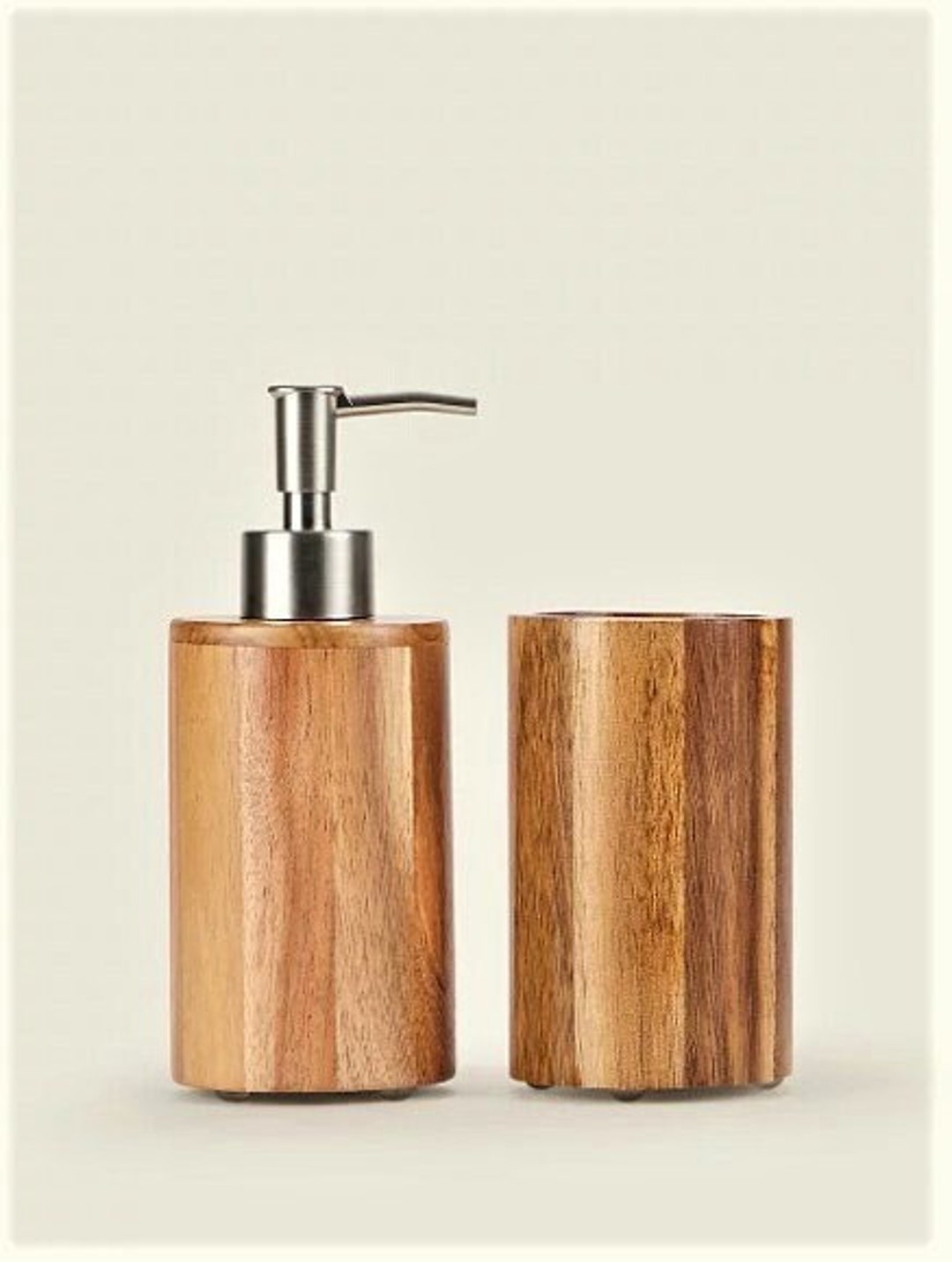 Acacia Wood Bathroom Soap Dispenser Set Modern Soap Etsy UK