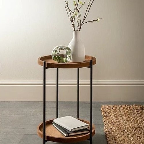 Wood Side Table Round Side Table Modern Side Table Minimal - Etsy Wood Side Table Round Side Table Modern Side Table Minimal - Etsy