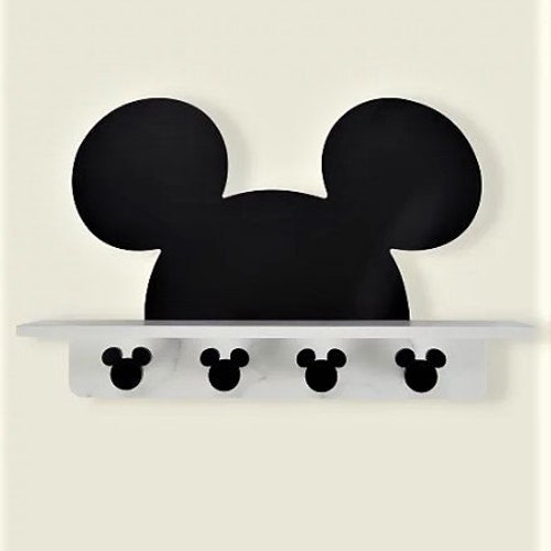 Mickey Mouse Wall Shelf With Hooks Wall Hook Shelf Etsy
