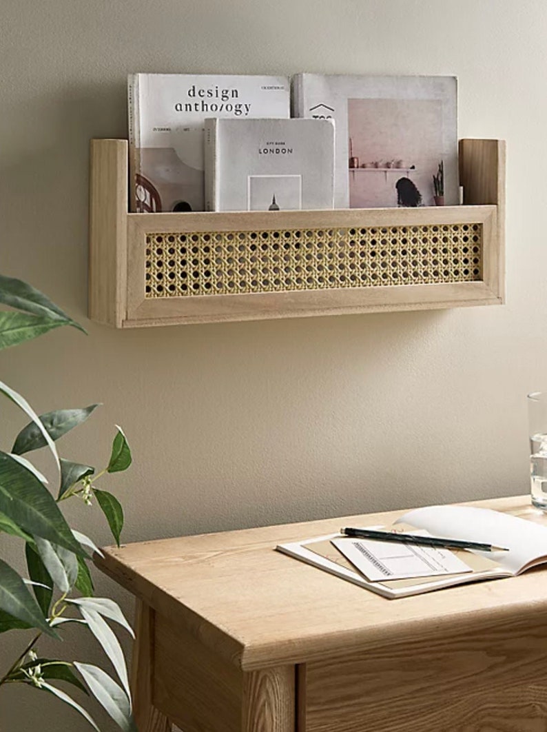 Rattan Wall Shelf Floating Shelf Rattan Wicker Shelf Boho Etsy