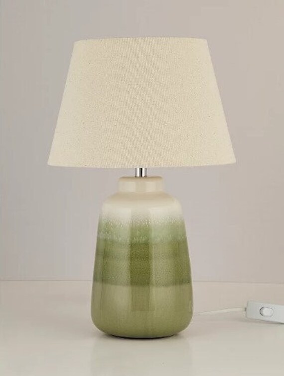 Green Ceramic Table Lamp, Green Table Lamp, Bedside Table Lamp, Green Ceramic Lamp