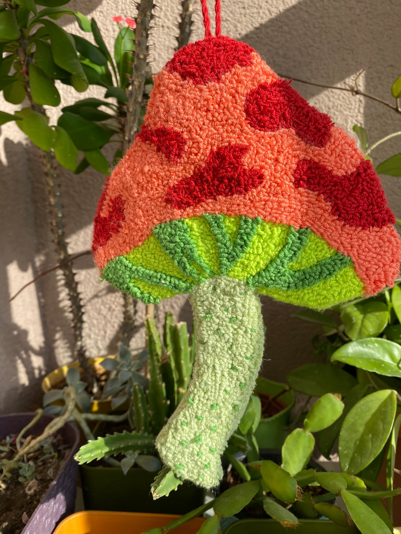 Mushroom Punch Needle Wall Hanging, Tufted Wall Hanging, Punch Needle