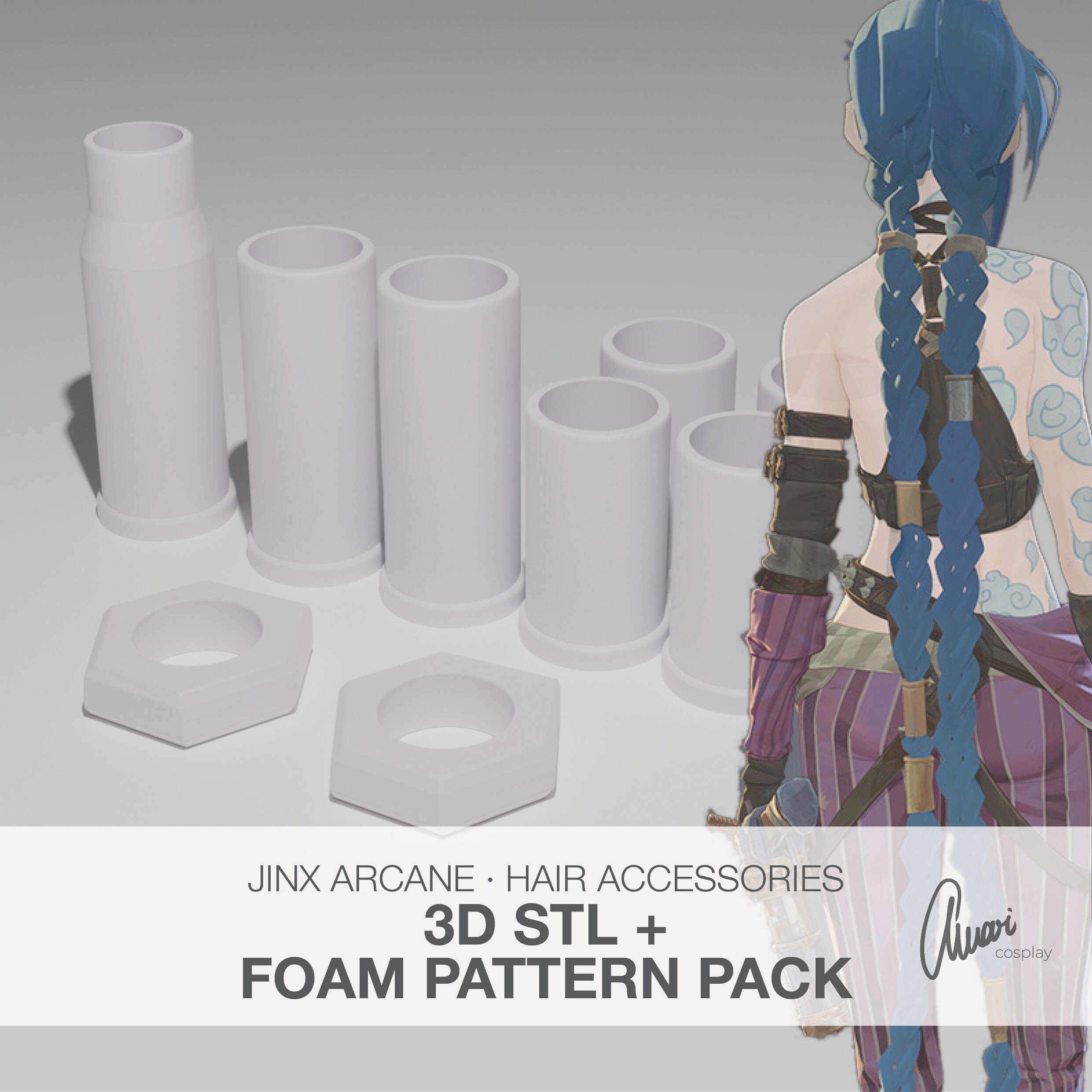 Stl Files and Foam Pattern for Jinx Arcane Hair Accessories Etsy