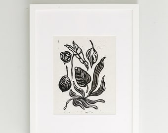 Plant Still Life | Original Linocut Fine Art Print