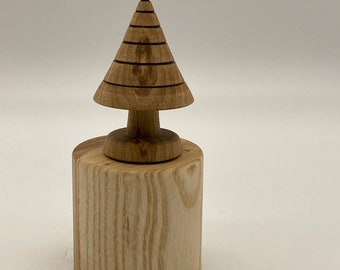 Wooden box, Christmas tree, turned from local ash and oak, a pleasing gift for the hand and eye.
