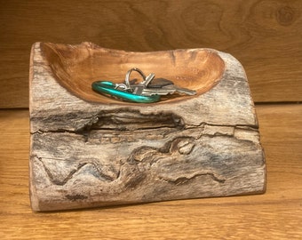 Natural, turned wooden bowl, key holder, jewelry bowl, real wood, beech