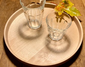 Round tray made of birch, hand-turned, decoration, bowl, Christmas decoration, gift, plate, tableware, advent wreath, easter egg nest, wood