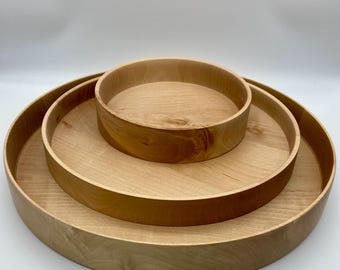 Round tray made of birch, hand-turned, decoration, bowl, Christmas decoration, gift, plate, tableware, advent wreath, easter egg nest, wood