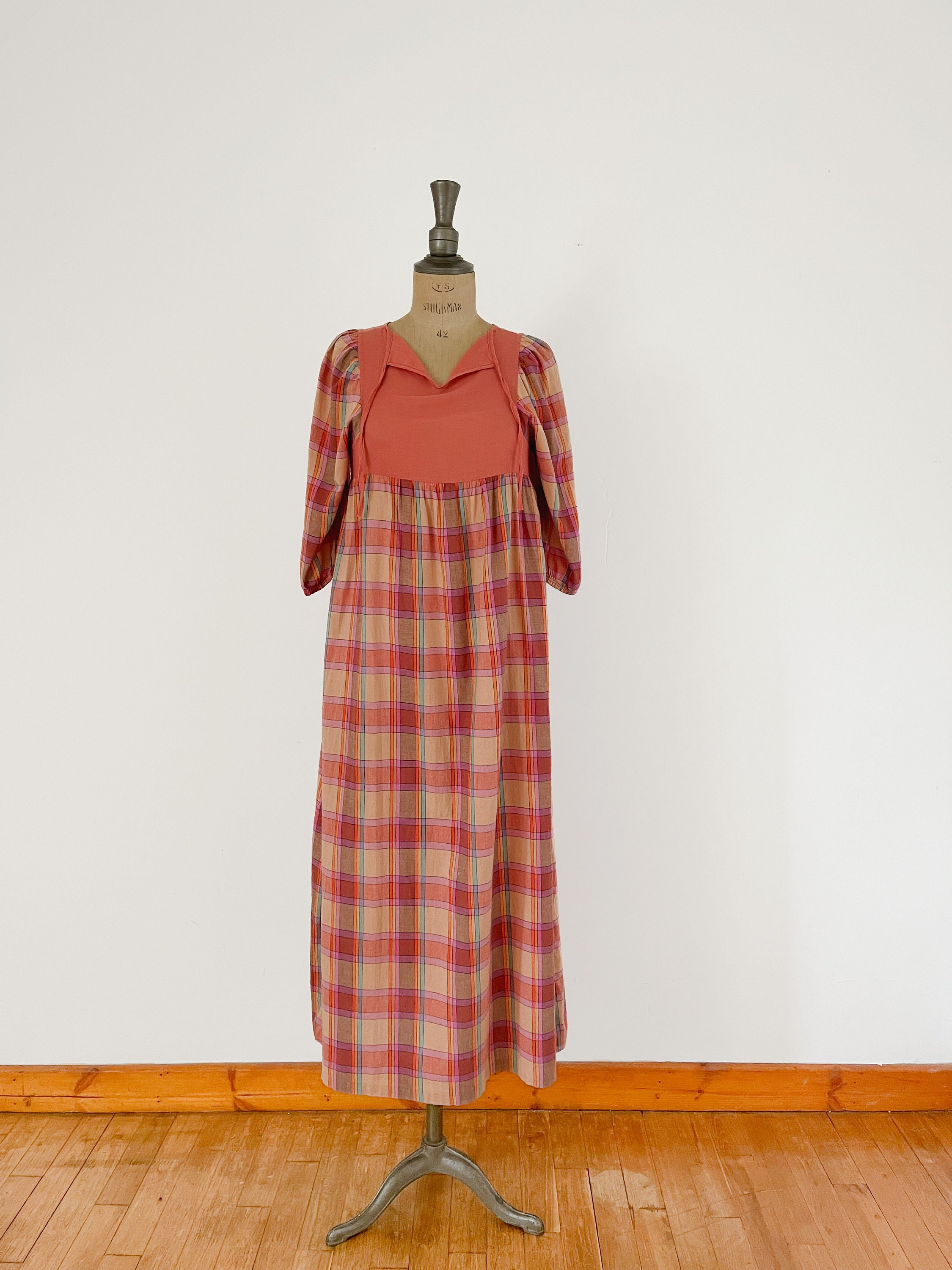 Plaid 2PC Smocked set main image 1