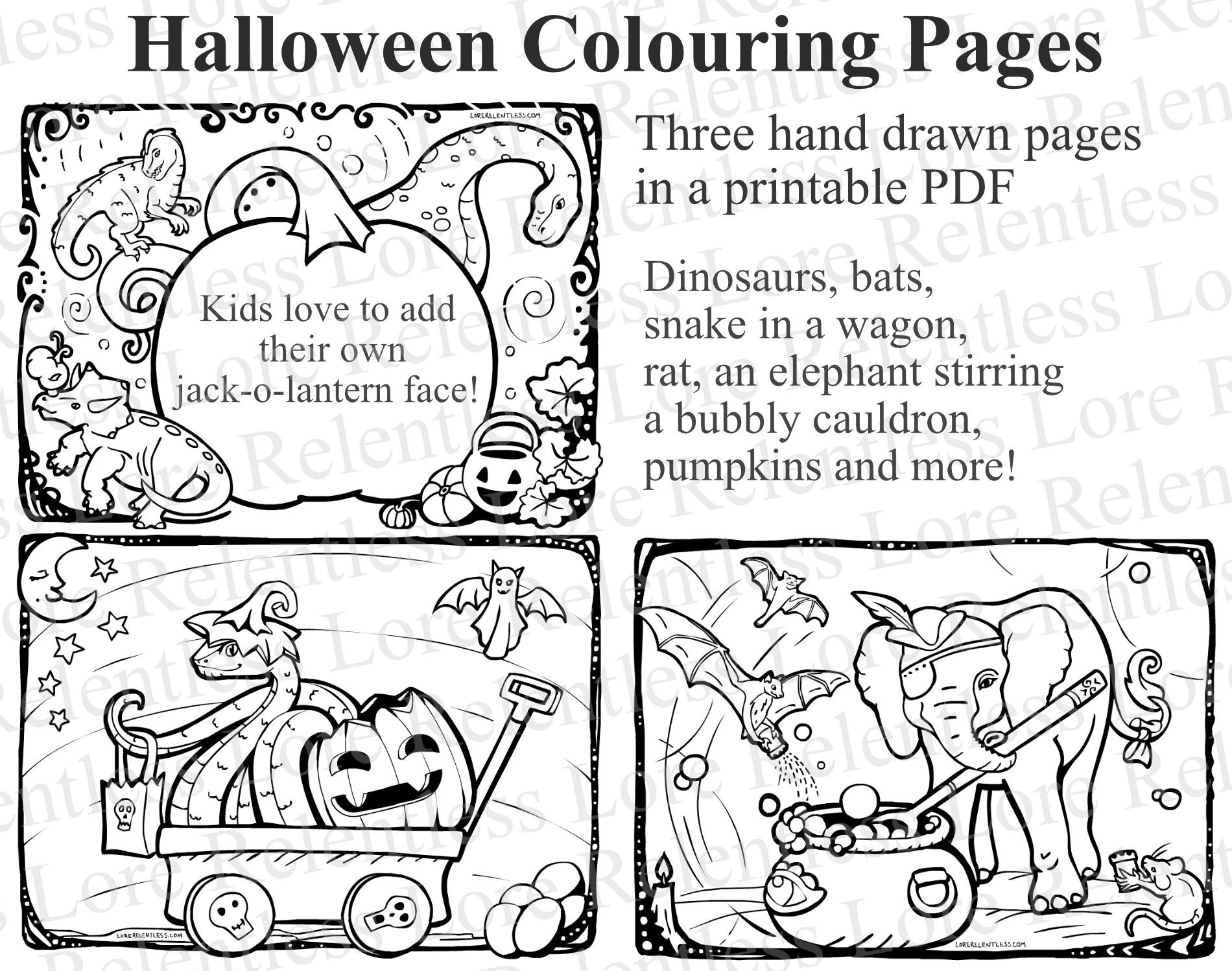 Halloween Printable Colouring Pages for Kids and Toddlers Etsy