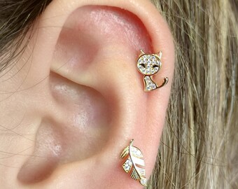 DANGLING CATS Details about   NEW HELIX EAR STUD