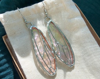 Cicada Wing Stained Glass Earrings