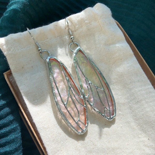 Cicada Wing Stained Glass Earrings