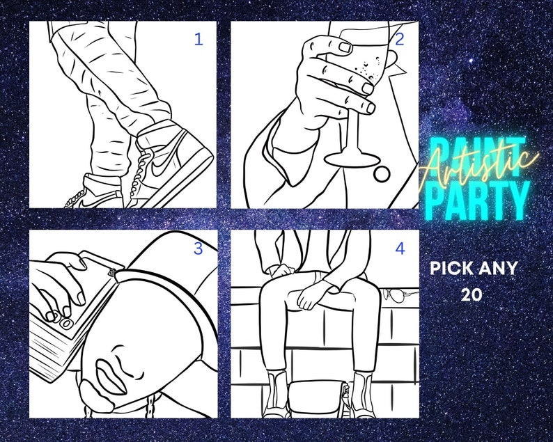 20 Bulk Canvas Outlines/ Pre Drawn Outline Canvas/ DIY Canvas/ Etsy