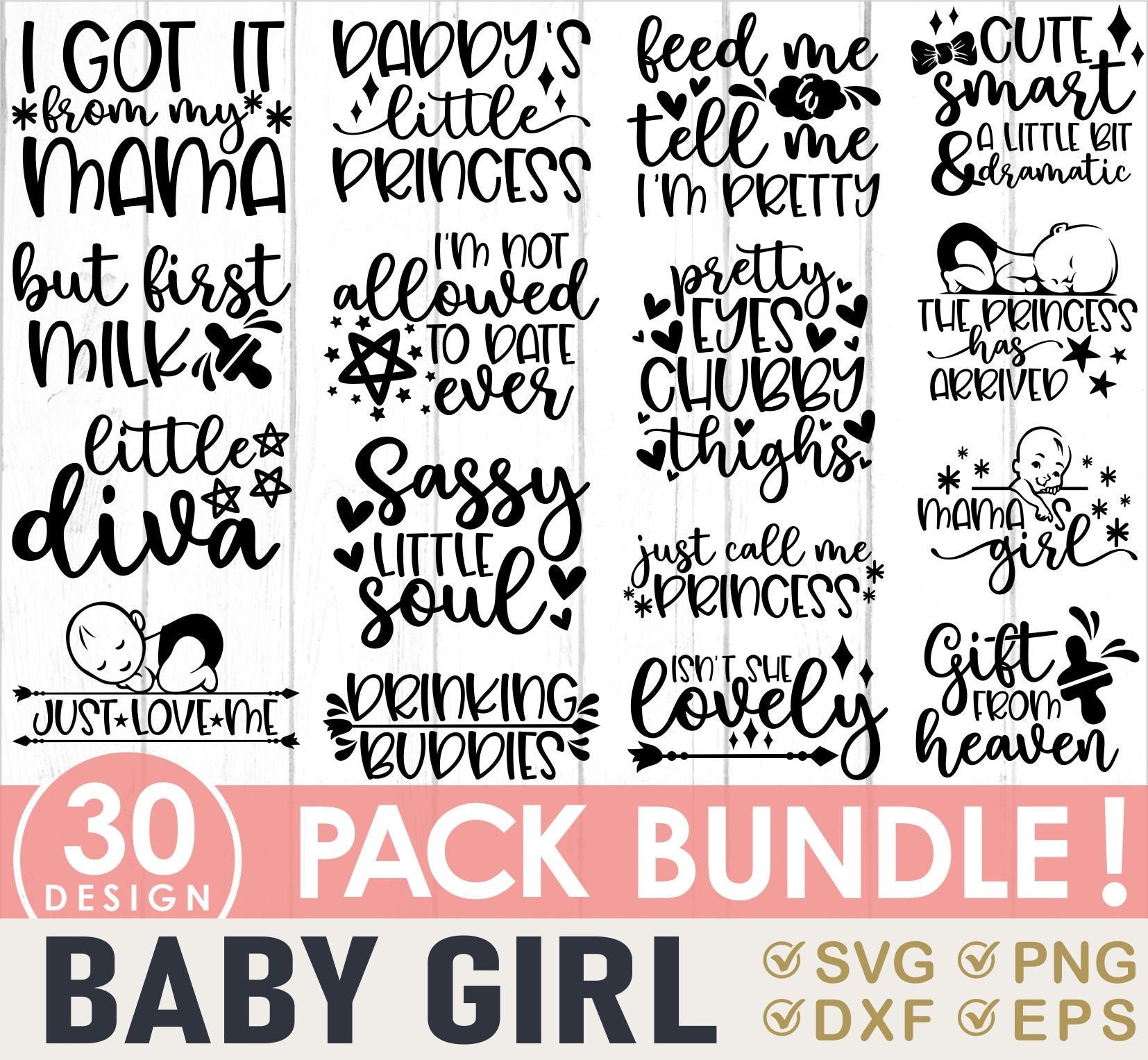 Baby Girl Svg Bundle Baby Quotes Svg Baby Shower Svg - Etsy UK