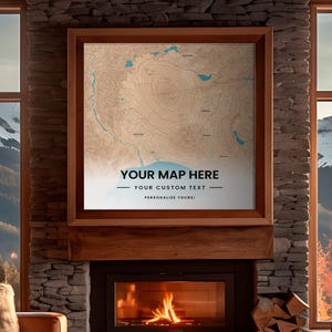 Impresión de mapa topográfico personalizado / Arte mural de elevación personalizado / Póster de mapa de curvas de nivel / Decoración de ubicación personalizada / Regalo de senderismo y naturaleza