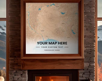 Impression de carte topographique personnalisée : lieu personnalisé, cadeau de randonnée