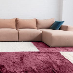 Custom Burgundy and Cream Beni Ourain Rug - Wool Shag Rug - Moroccan Handmade Berber Carpet - Custom Size Rug for Living Room or Bedroom