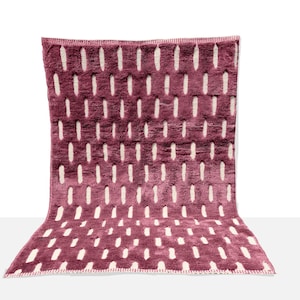Soft Pink Beni Ourain Moroccan Rug – Handwoven Wool Carpet with Cream Dashes | Custom Sizehs, Beni ourain, Berber Shag Rug, custom size rugs