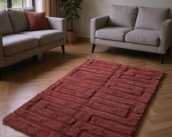 Custom Burgundy Handmade Beni Ourain Rug: Deep Wine Red Moroccan Wool Carpet