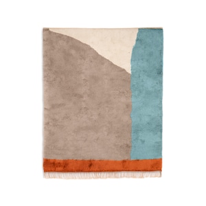 Handmade Moroccan Berber Rug: Green Teal Blue Abstract Wool Shag