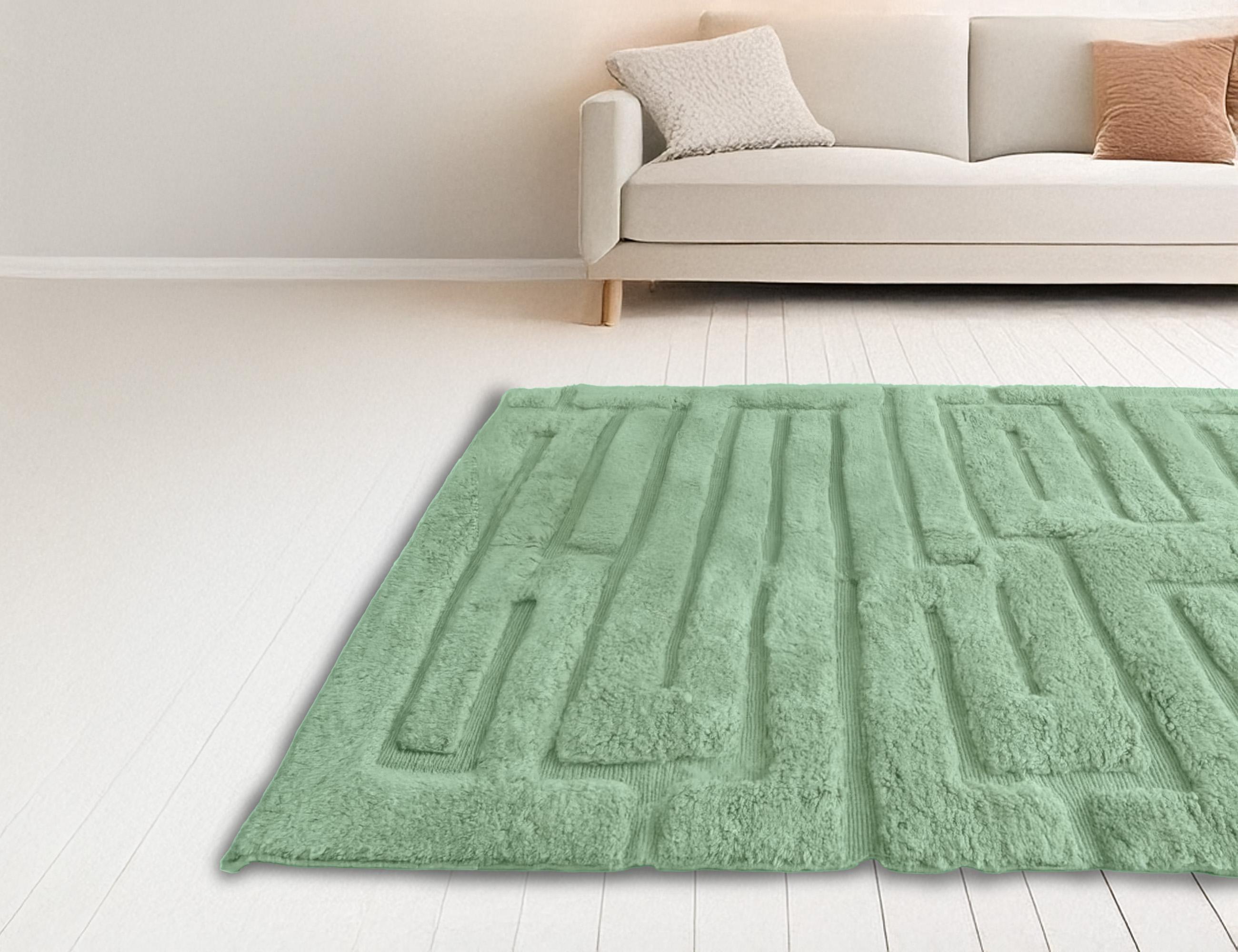 Custom Mint Turquoise Green Moroccan Wool Plush Berber Carpet